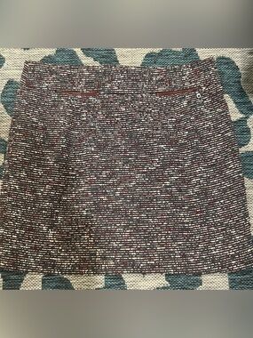 Maroon and White Tweed Skirt